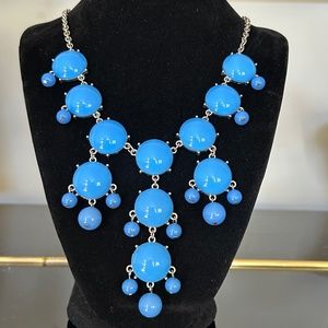 Statement necklace with Blue Beads and silver toned